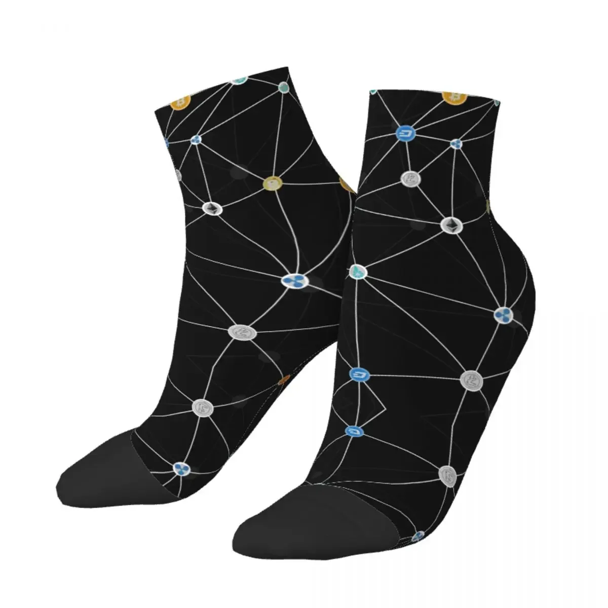 Fun Printing Cryptocurrency Socks for Men Women Stretch Summer Autumn Winter Bitcoin BTC Crew Socks