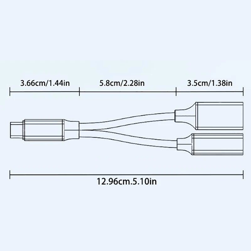 USB C OTG 케이블 전화 어댑터, 2in 1 C타입 수-USB C 암 충전 포트, USB 암 스플리터 어댑터 포함