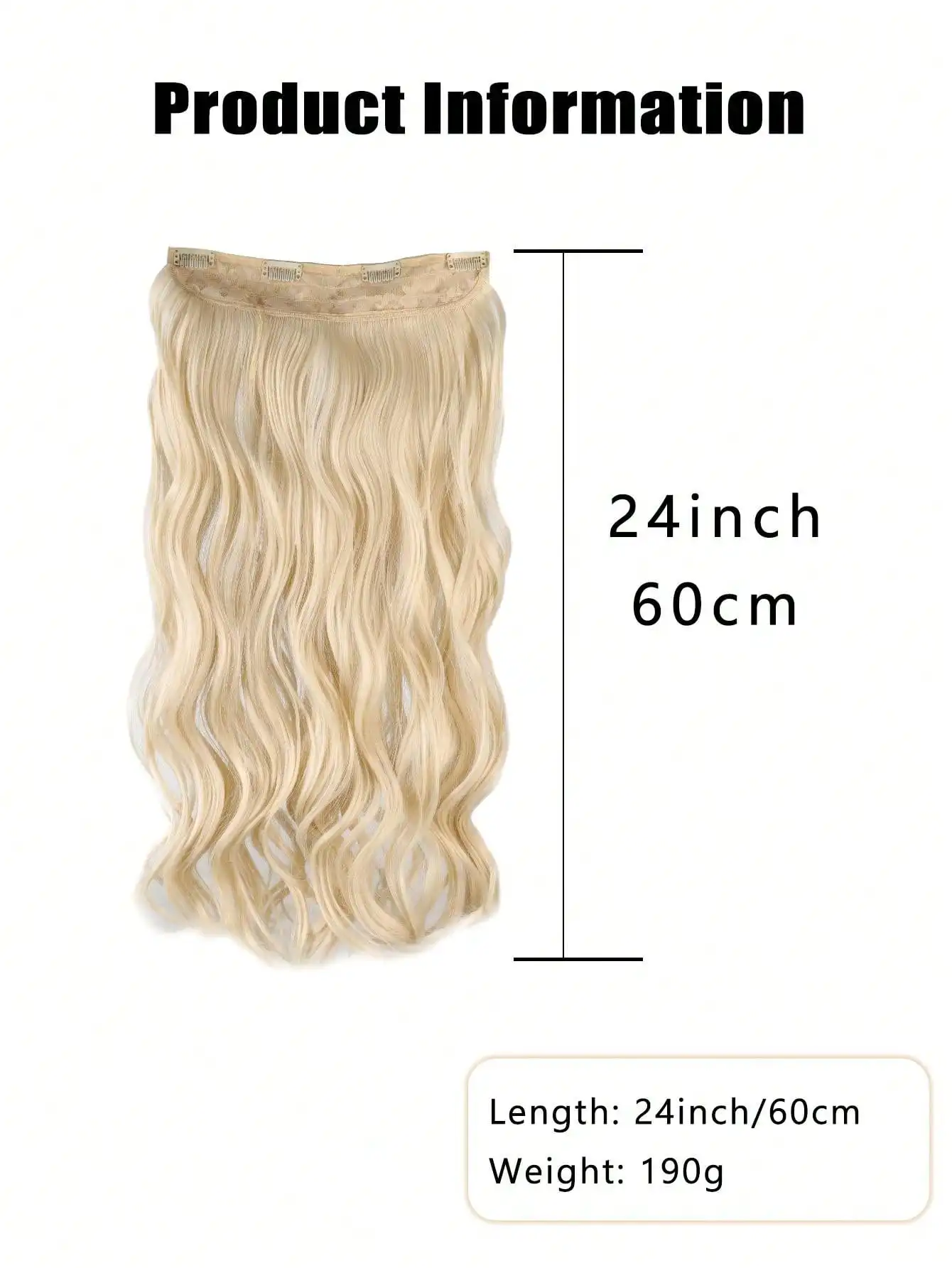 24 Inch Long Wavy Hair Extensions, Built-in 4 Clips Synthetic Fiber Hair Extensions, Clip In Extensions Hairpieces For Women, Pa