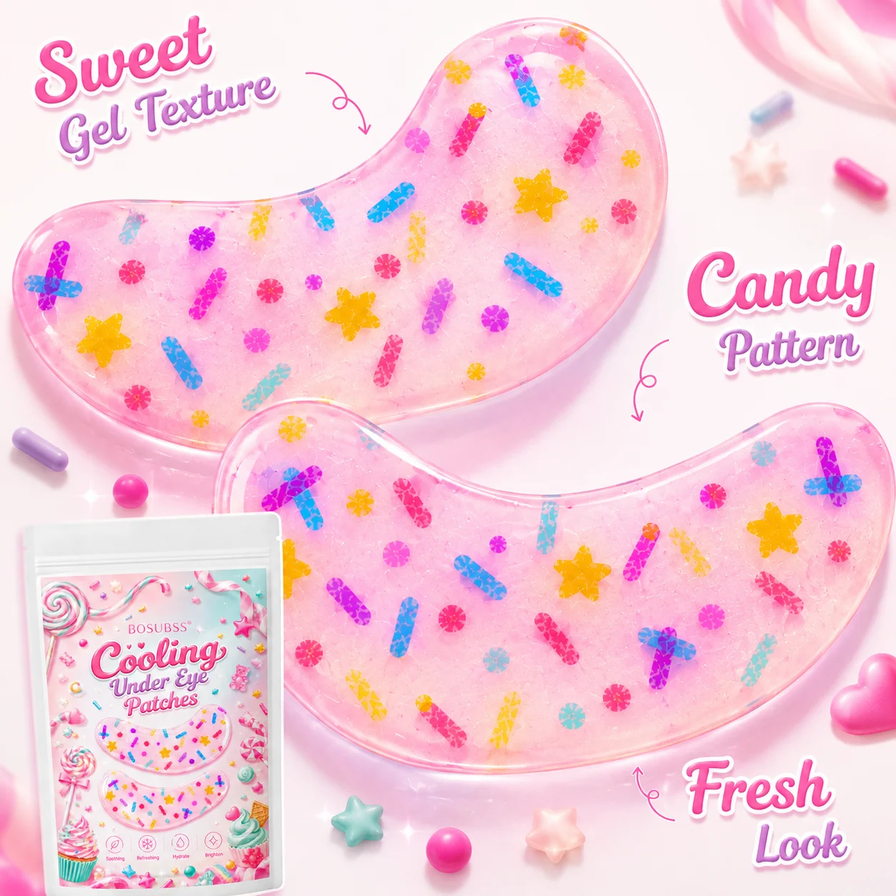 10PCS Candy Under Eye Beauty Patches Soft Gel Feel Eye Patches Easy Peel Beauty Patches For Women Daily Routine