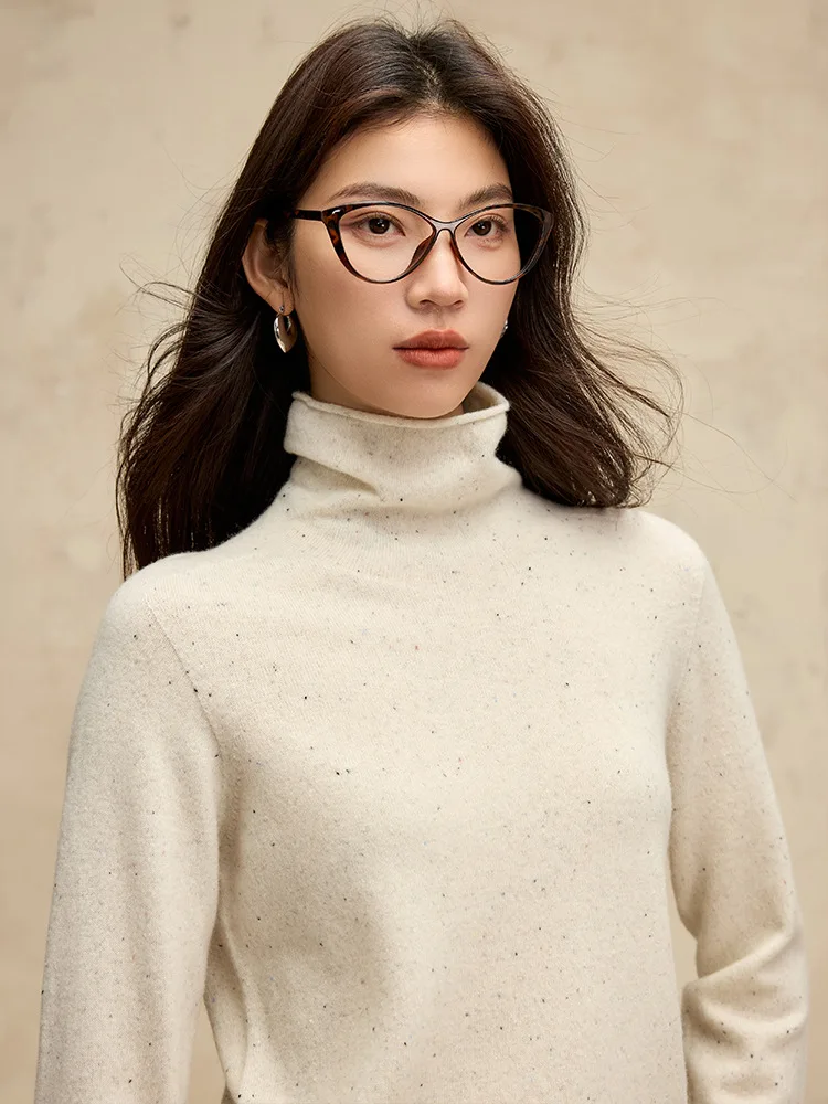 SuyaDream, Women Turtleneck Pullovers, 100%Sheep Wool, High Collar, Whole Garment Sweaters, 2024 Fall Winter Warm Top, Grey, Red