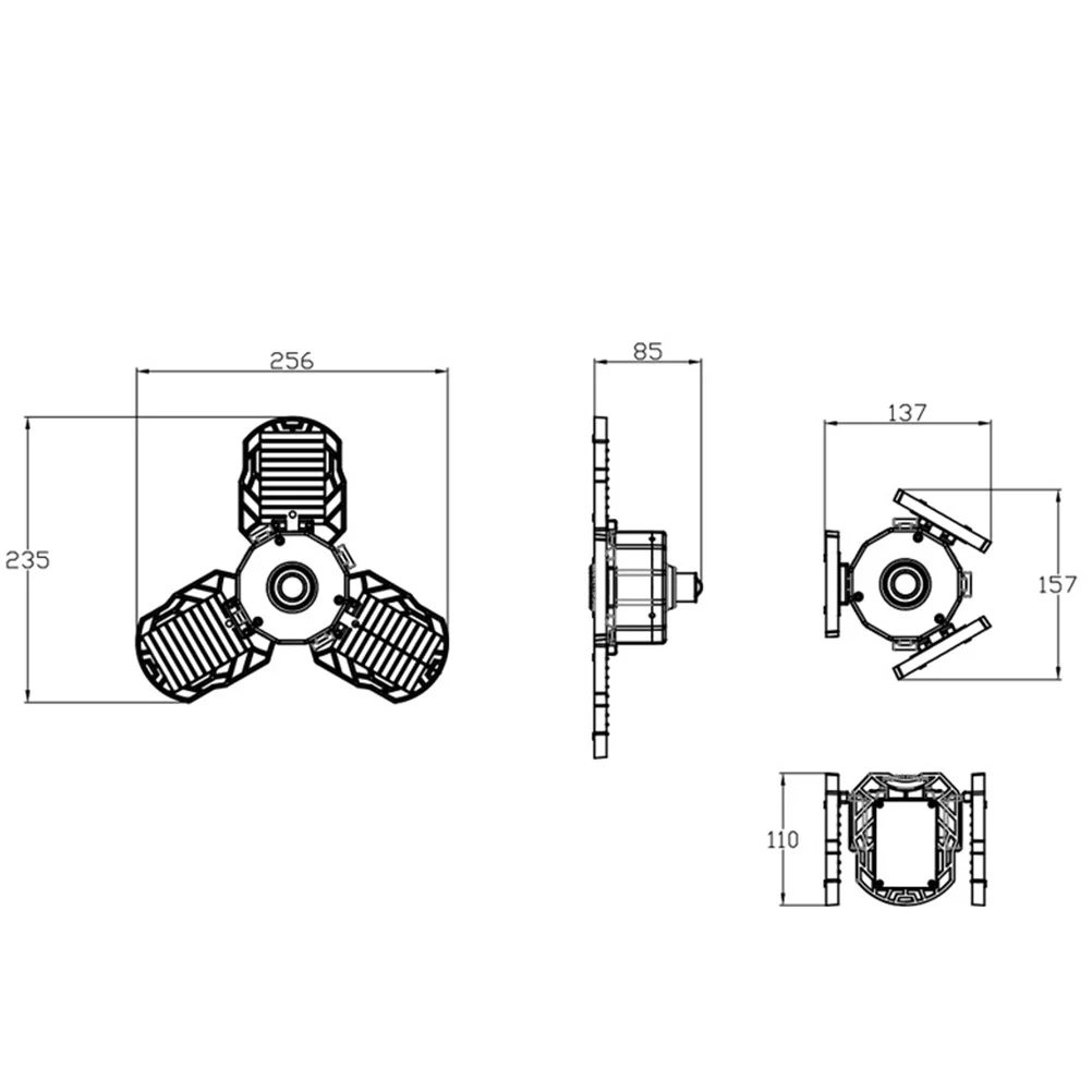مصباح جراج ليد قابل للطي 80 وات 360 ° مصباح سقف مقاوم للماء Ip65 قابل للتعديل للطابق السفلي #3