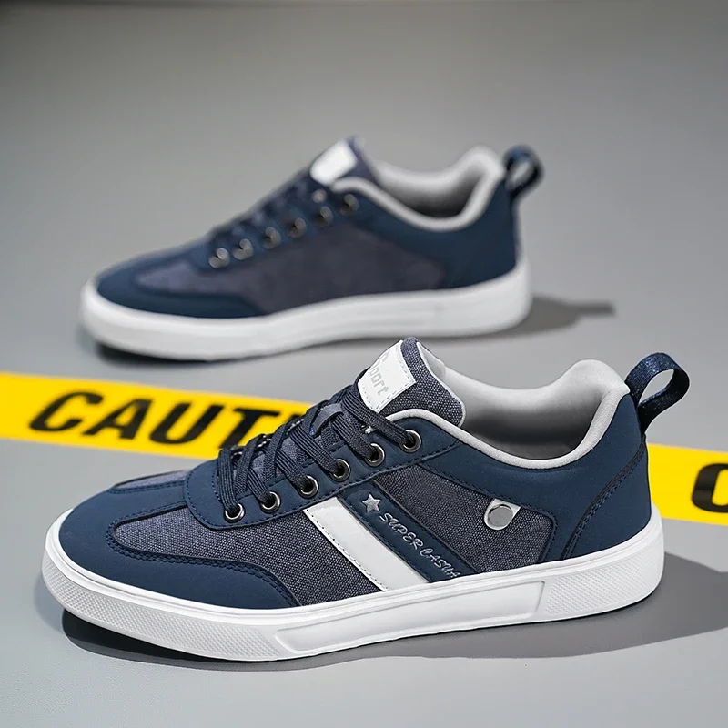 ELUVA Herren Canvas-Schuhe Hochwertige Atmungsaktive Schnürschuhe Große Größe 47 Komfortable Weiche Sohle Rutschfeste Casual Skateboard-Schuhe für Männer – Detail 5