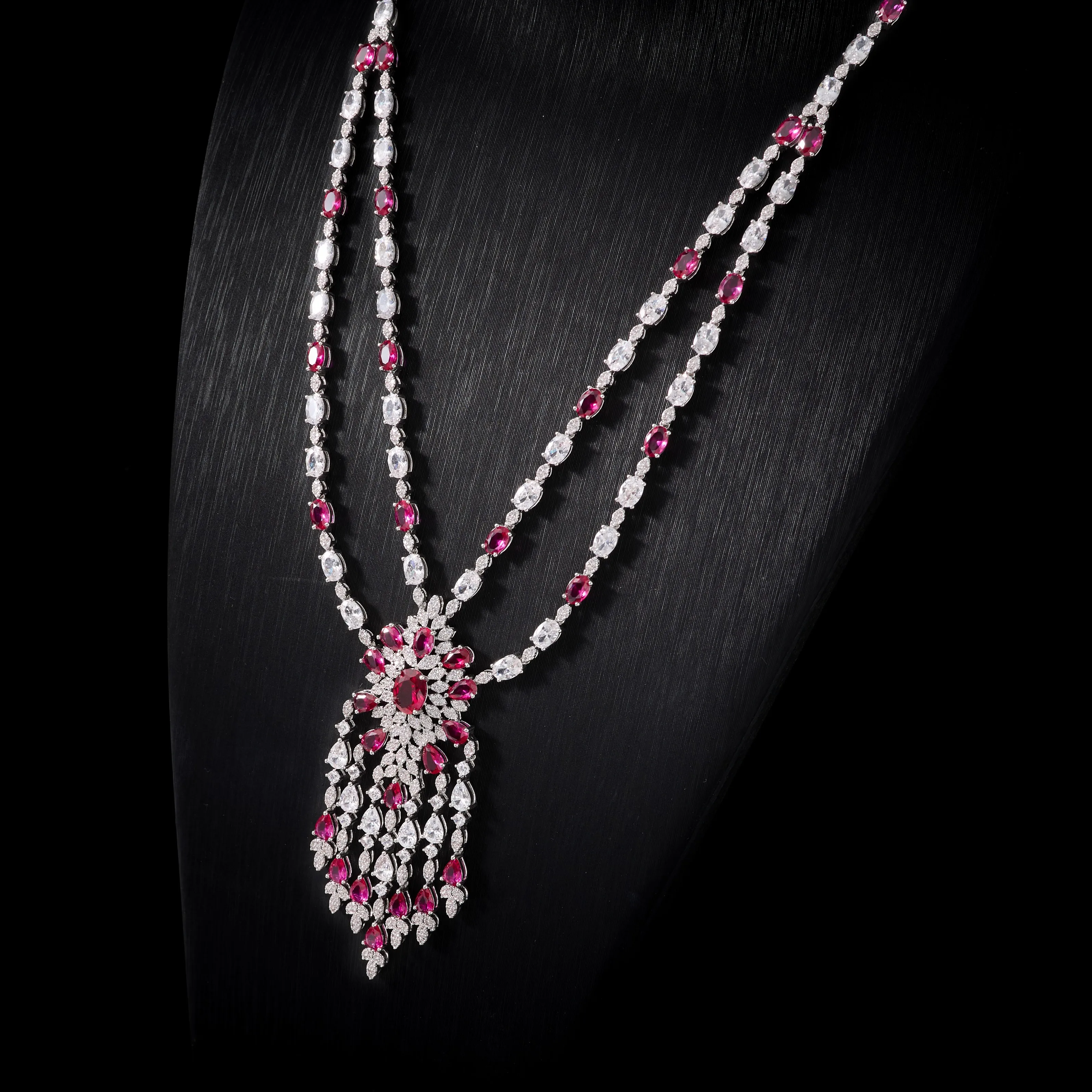 IN JEWELIFE Luxury Women Bridal Long Necklace Set Cubic Zirconia Jewellery for Woman Wedding Party Elegant Long Necklace Sets