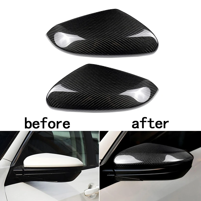 

1 Pair Real Carbon Fiber Car Mirror Covers Rearview Caps Black Shell Decoration Accessories For Honda Civic 10th 2016 2017 2018