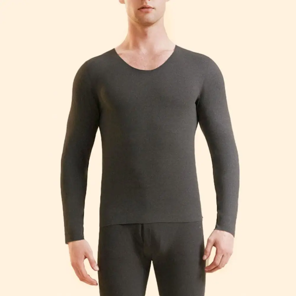 Cold Weather Undershirt Men's Thermal Underwear Set Fleece Lined Long Johns Winter Warm Base Layer Shirts Pants for Cold Weather