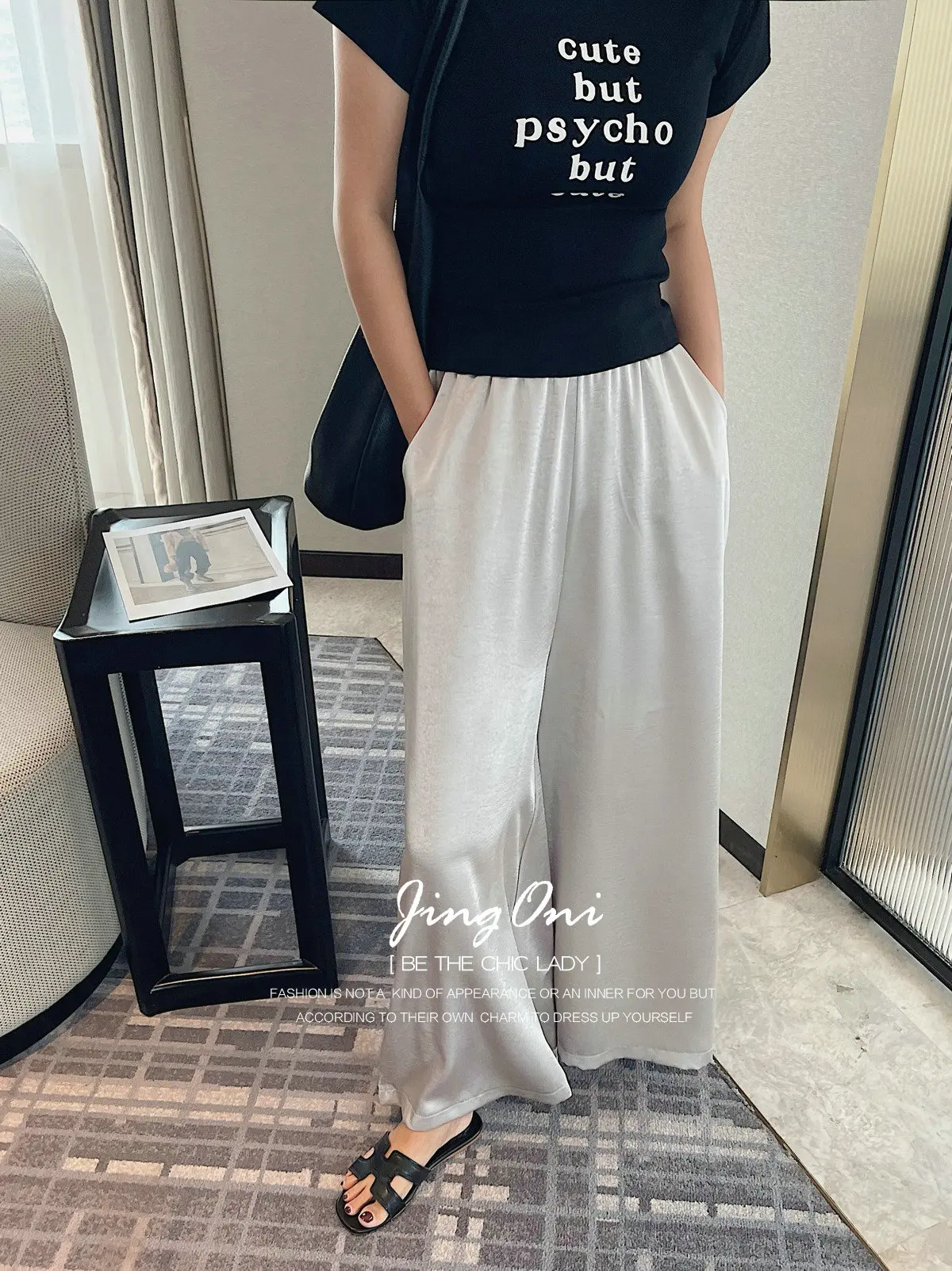 

Satin Cargo Pants Y2K Woman Clothing 2025 Spring Summer Korean Fashion Style Elegant Long Denim Trousers Wide Leg High Waist New