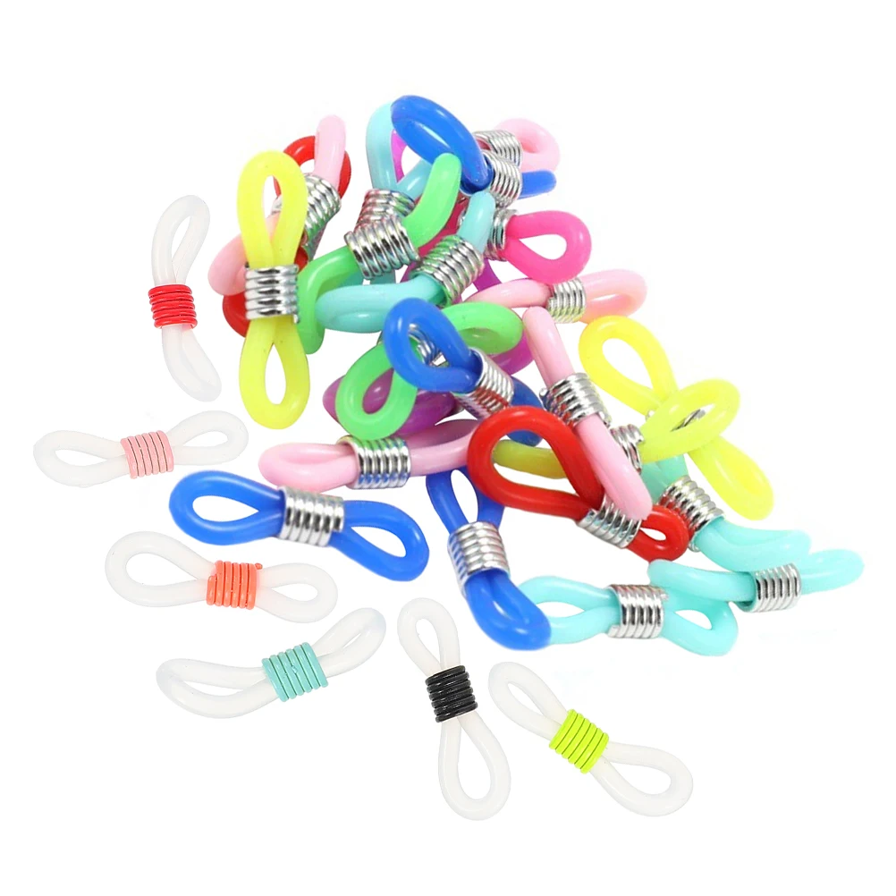 

100pcs Rubber Eyeglass Chain Ends Connector Adjustable Flexible Mask Buckle Strap Sunglasses Accessories Colorful