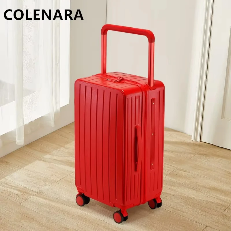 COLENARA koper multifungsi, koper multifungsi pengisian daya USB 20 inci, kotak asrama 24 "26" 28 "PC, Sarung troli wanita, koper perjalanan bawaan