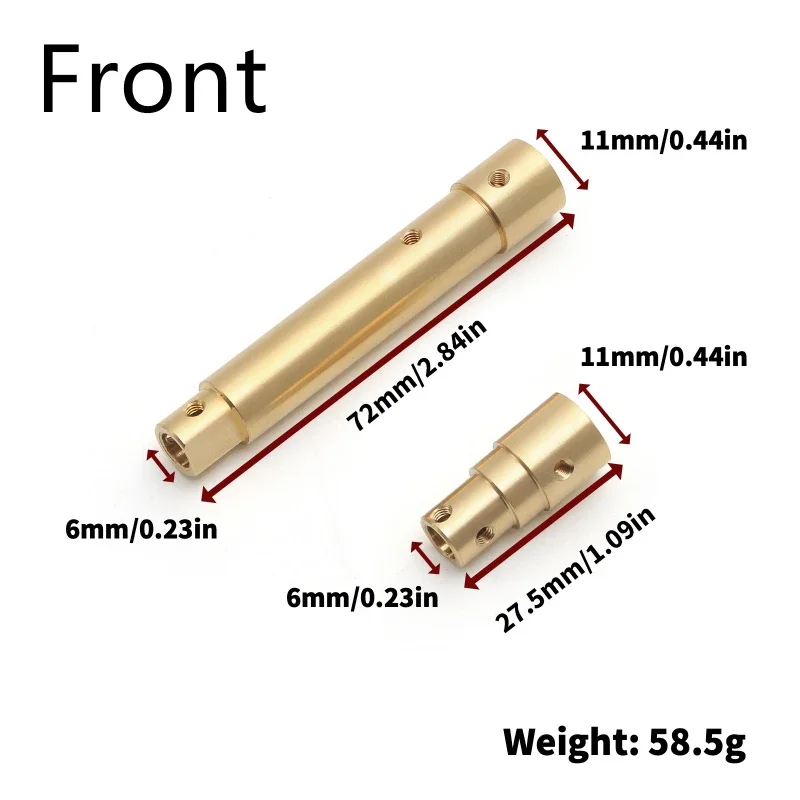 Brass Front and Rear Axle Tube for Axial SCX10 PRO 1/10 RC Crawler Car Upgrade Parts Accessories