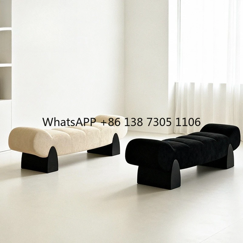 

Medieval simple solid wood creative sofa stool fabric living room cloakroom shoe changing stool bedroom bedside bench