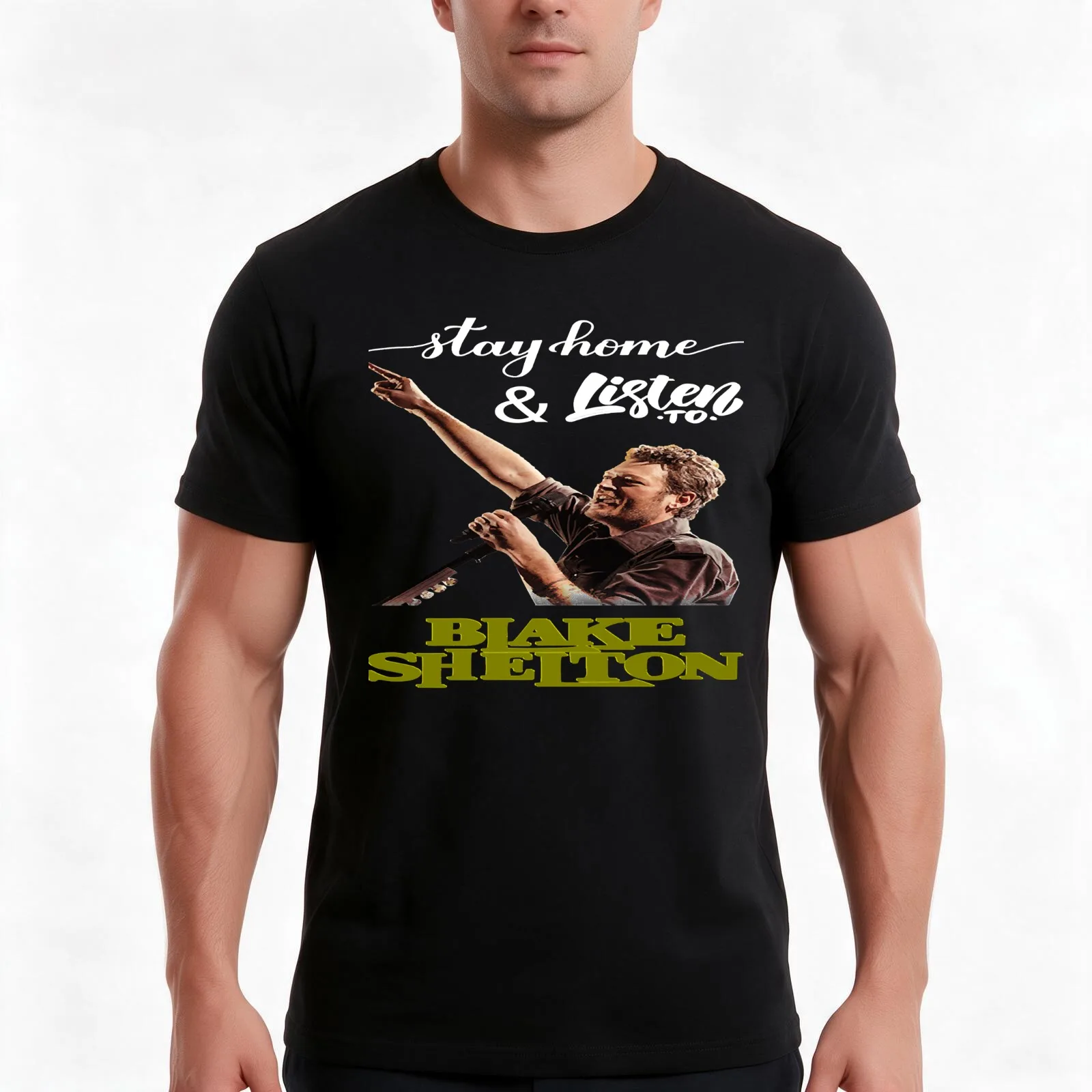 Blakes Shelton T-Shirt, Summer Casual Cotton Tee, Oversized Streetwear Tops, Vintage Graphic Print, Loose Fit Short Sleeve