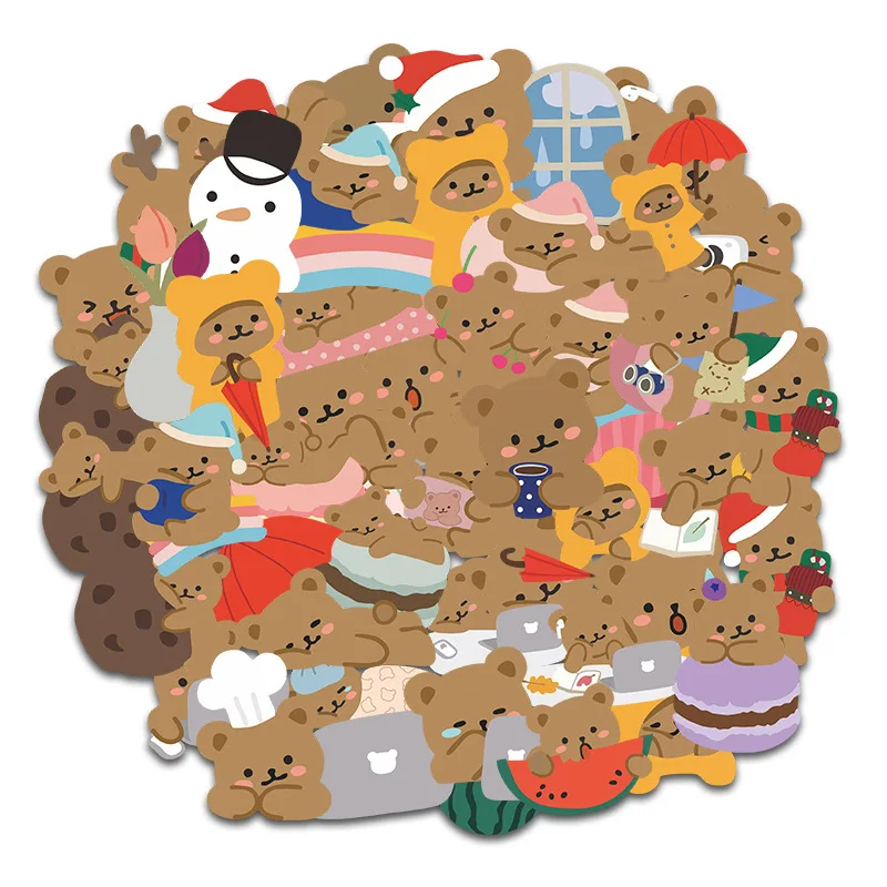 10/30/50pcs Cartoon Bear Stickers Laptop Bicycle Guitar Skateboard Sticker Kid DIY Graffiti Waterproof Stickers Toy