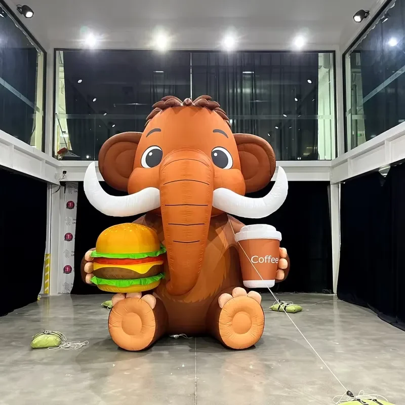 13ft High Inflatable Mammoth Cartoon Wild Animal Oxford Cloth Inflatable Elephant Waterproof Advertiding Inflatable Animal