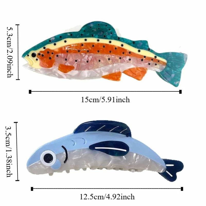 Marine Organism Ocean Sardine Hair Clip Hairpin Geometry Large Hair Claw Shark Clip Korean Style Headwear Acetate Grab Clip