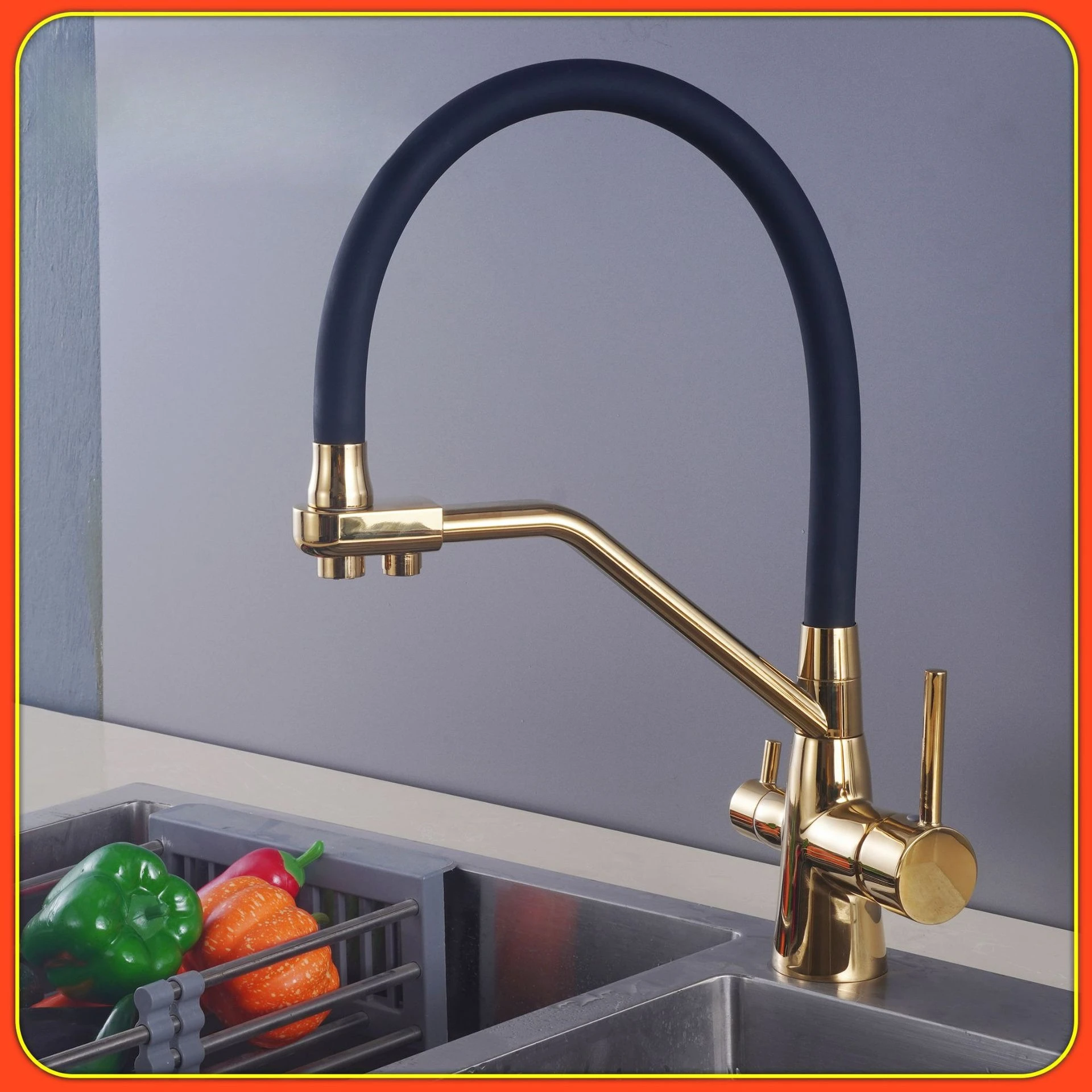 All-copper Three-in-one Faucet Kitchen Hot and Cold Universal Rotating Sink Direct Drinking Water Purification Faucet