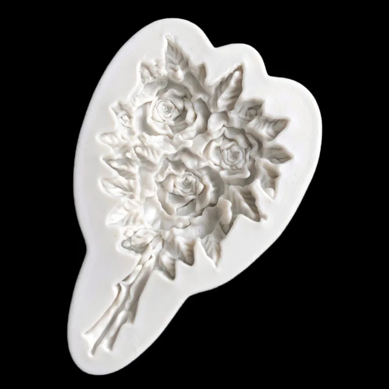 Bouquet Garland Bridal Decorative Peripheral Surrounding Border Rose Garland Fondant Silicone Mold Brickearth Mould