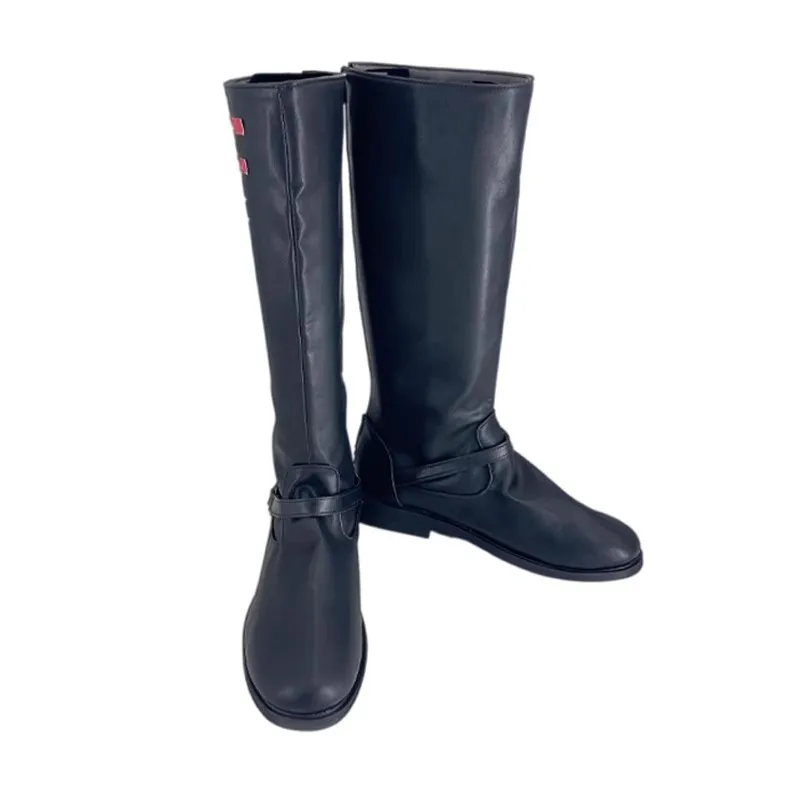 Jeu amour et espace profond Caleb Cosplay chaussures bottes noires hommes femme Halloween fête carnaval personnalisé Caleb Farspace Colonel chaussures