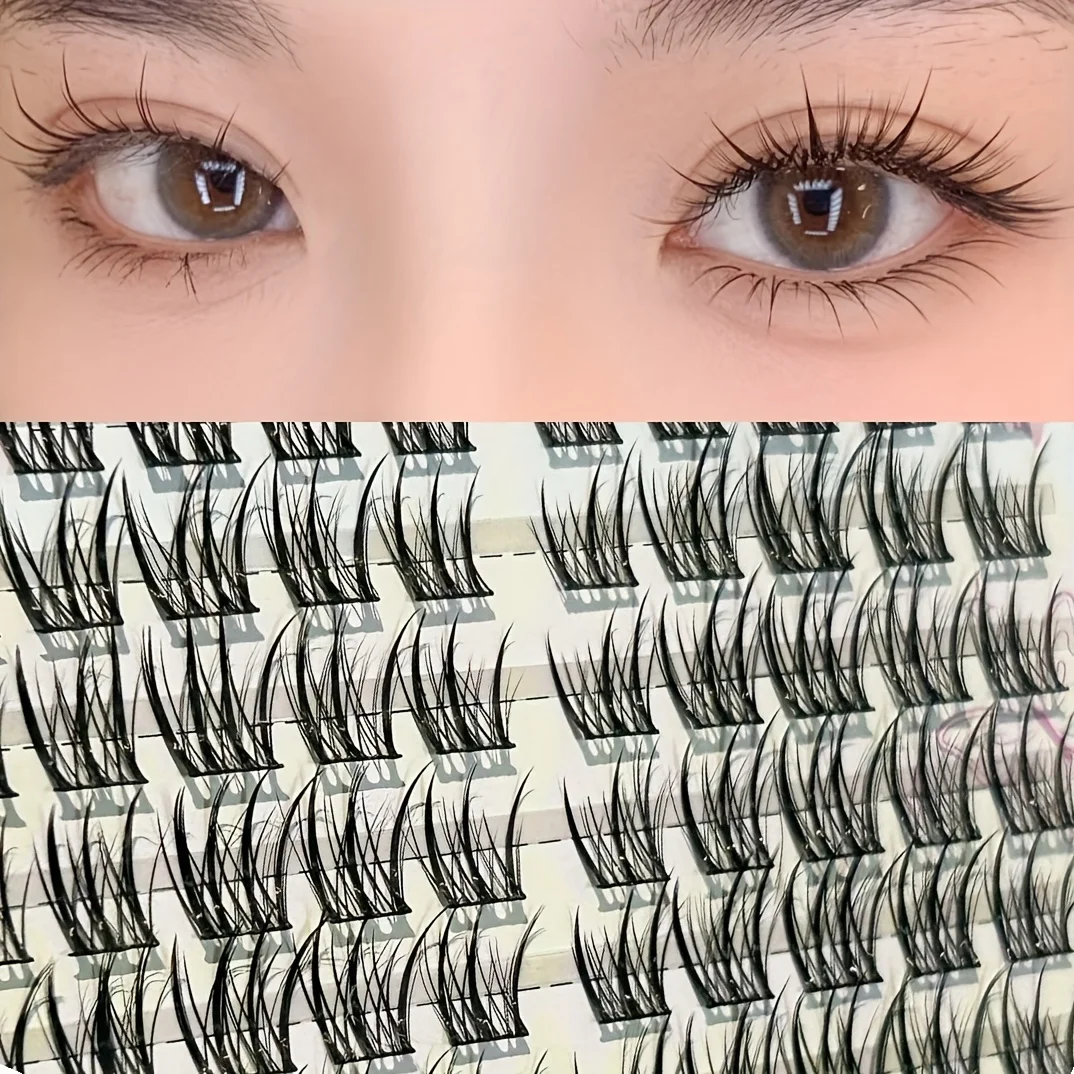 Mixiaohe Cartoon Cluster Eyelashes 100 Pcs C Curl Thin Band 10 13mm Natural Style Beginner Friendly