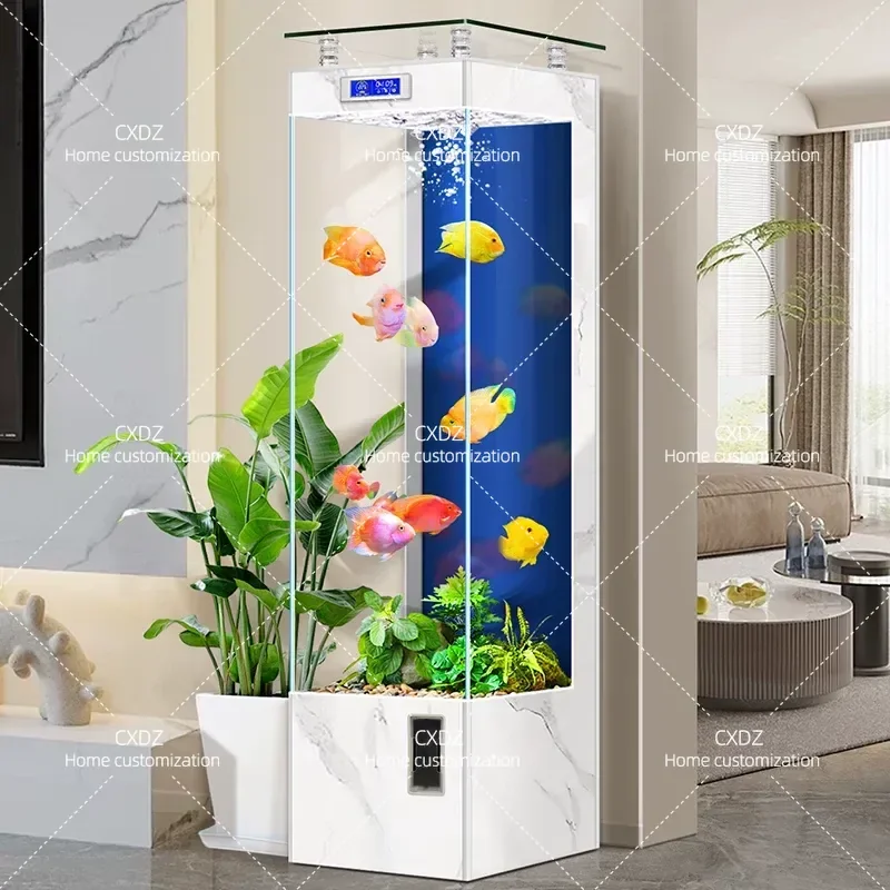 Vertical Fish Tank Partition Screen Goldfish Aquarium Living Room Home Floor Ecological Office Divider
