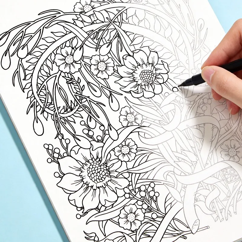 A Hand Drawn Graffiti Book for Adults To Calm Down, Relieve Stress, and Relieve Anxiety, A Forest/flower/girl/Mandala Theme