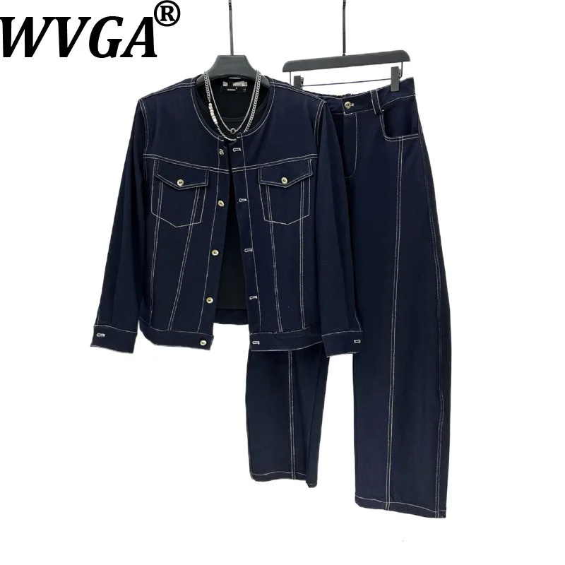 

WVGA Spring Autumn New Man Tide High Street Padded Shoulder Trendy Jackets Niche Chic Casual Straight Pants Two-Piece Set W12519
