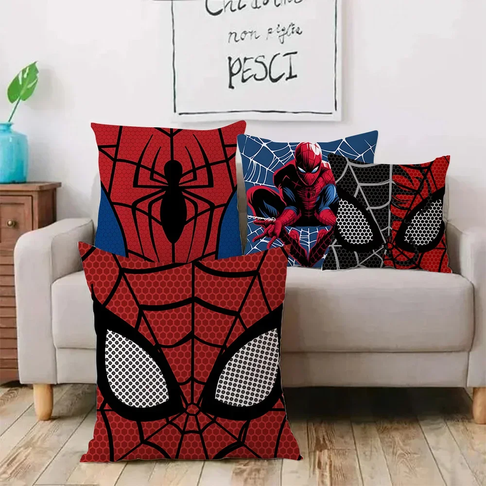 Black White Cool Pillow Covers Sofa Decorative Home HOT Marvels Spiders Man Double-sided Printing Short Plush Cute Cushion Cover