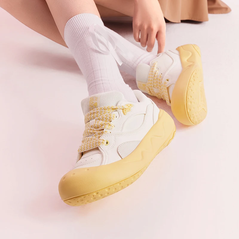 361 Degrees Women's Skateboard Shoe Trendy Neutral Tones Casual Board Thick-Soled Heightened Retro Female Sneakers 682616612