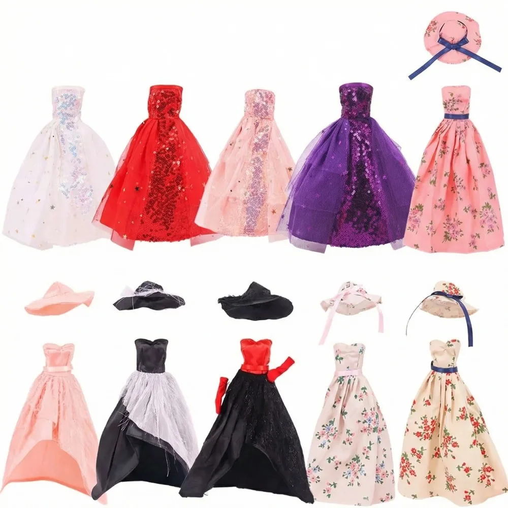 Five-Piece Suit (1 Piece Of Clothing + 4 Jewelry Accessories) Elegant Blue Evening Dress Suitable For 30cm Doll bjd,Girl Gift