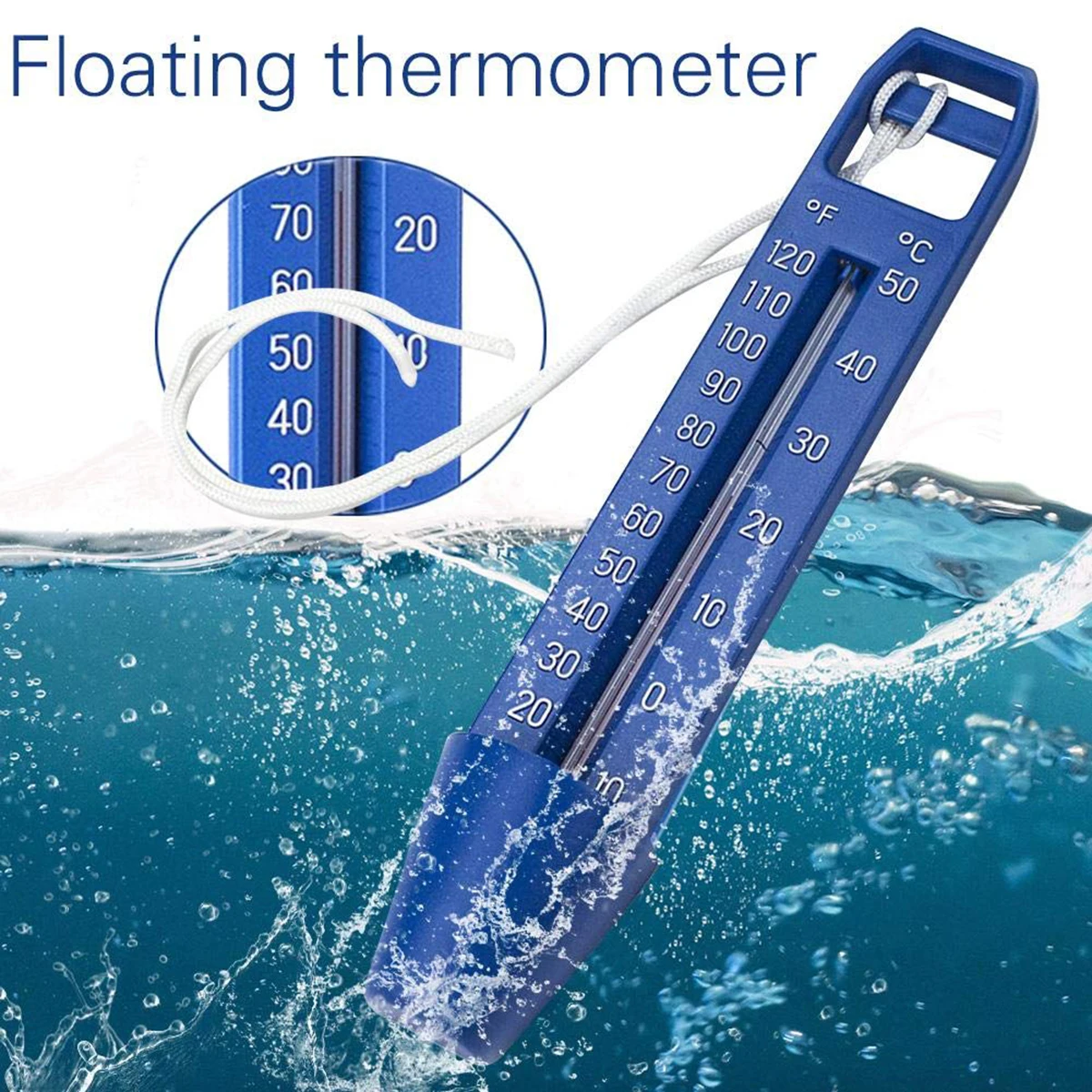 Premium Water Thermometers Pool Thermometer with String Degrees and Fahrenheit Temperature Readings Ideal for All Swimming Pools