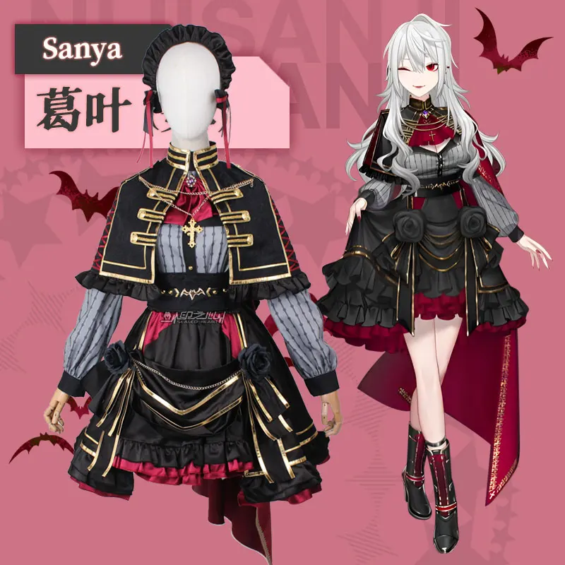 COS-HoHo Anime VTuber Kuzuha Gamers Sexual Turn Sanya Devildom Dress Elegant Uniform Cosplay Costume Halloween Outfit Women NEW