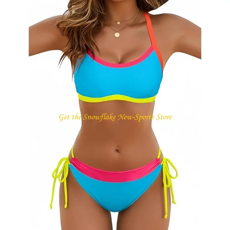 E56D Fashionable Swimsuit Set Flexible Swimwear Elegant Bathing Suit Fabric Texture Perfect for Swimming Sunbathing Wear