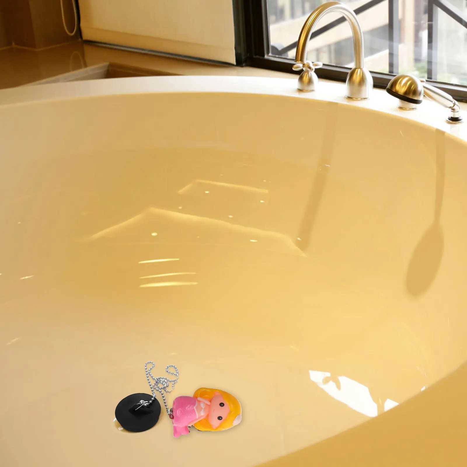 

Tub Stopper Bathtub Drain Plug Mermaid Design Rubber Material with Chain for Hair Debris Control Home Bathroom Use