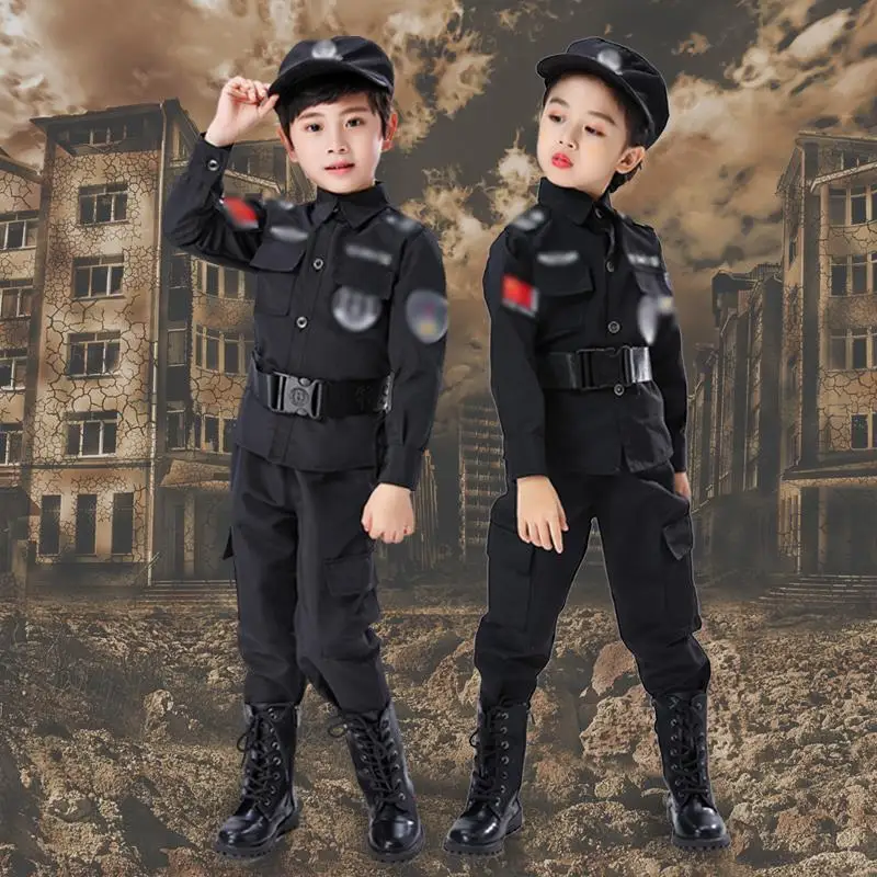 Children's special police uniform, kindergarten small police traffic police performance suit, boys and girls special forces mili