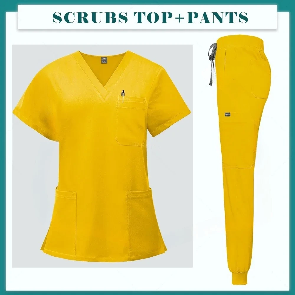 Ensemble de blouses médicales pour femmes, uniformes d'infirmière d'hôpital, vêtements de travail unisexes, prix de gros, ensemble chirurgical de beauté, costumes de jogging à poches élastiques