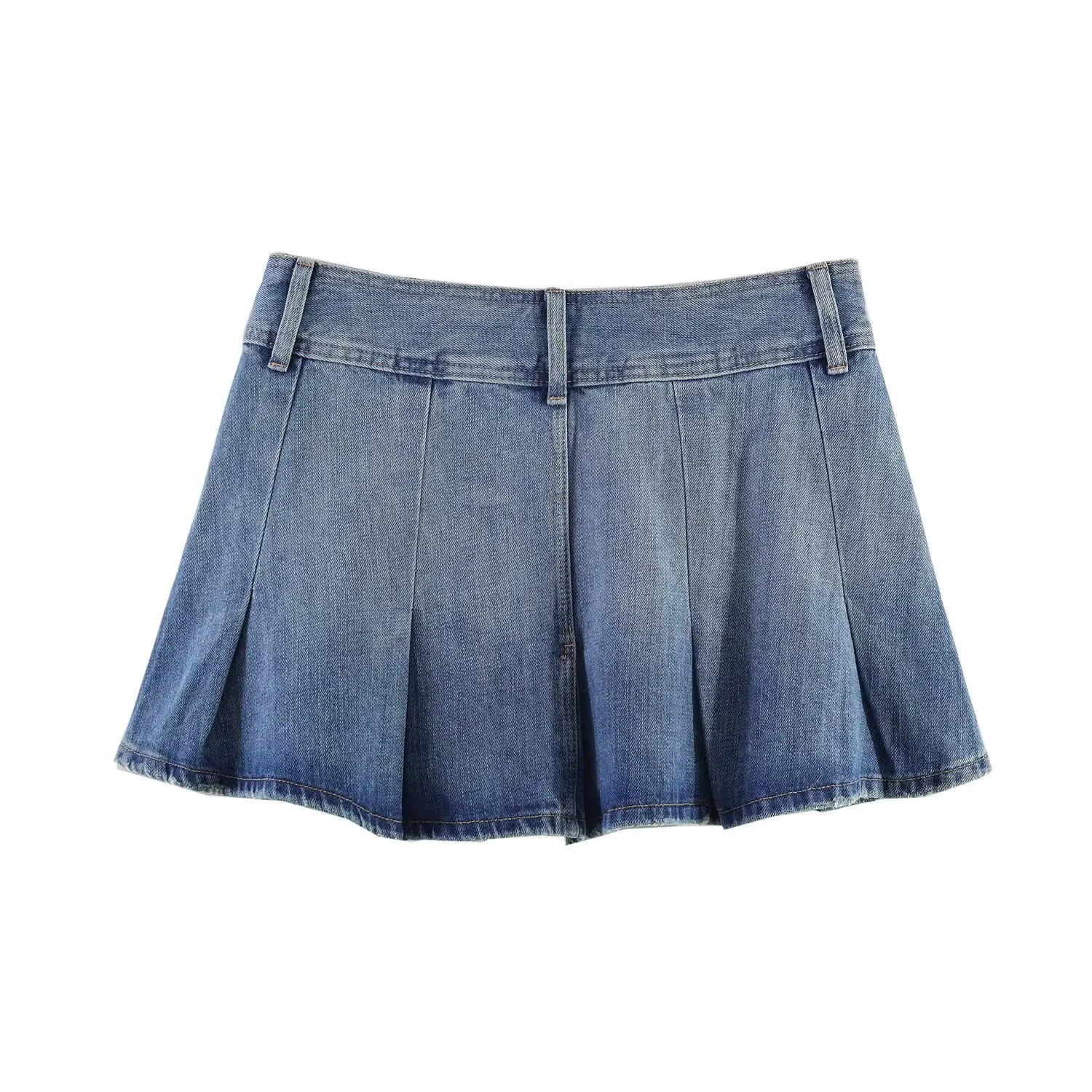 Fashionable Wide Pleat  Skirt Women's Denim Skirts Cross-Border Organic Cotton Casual Straight Leg Skirts for Teens