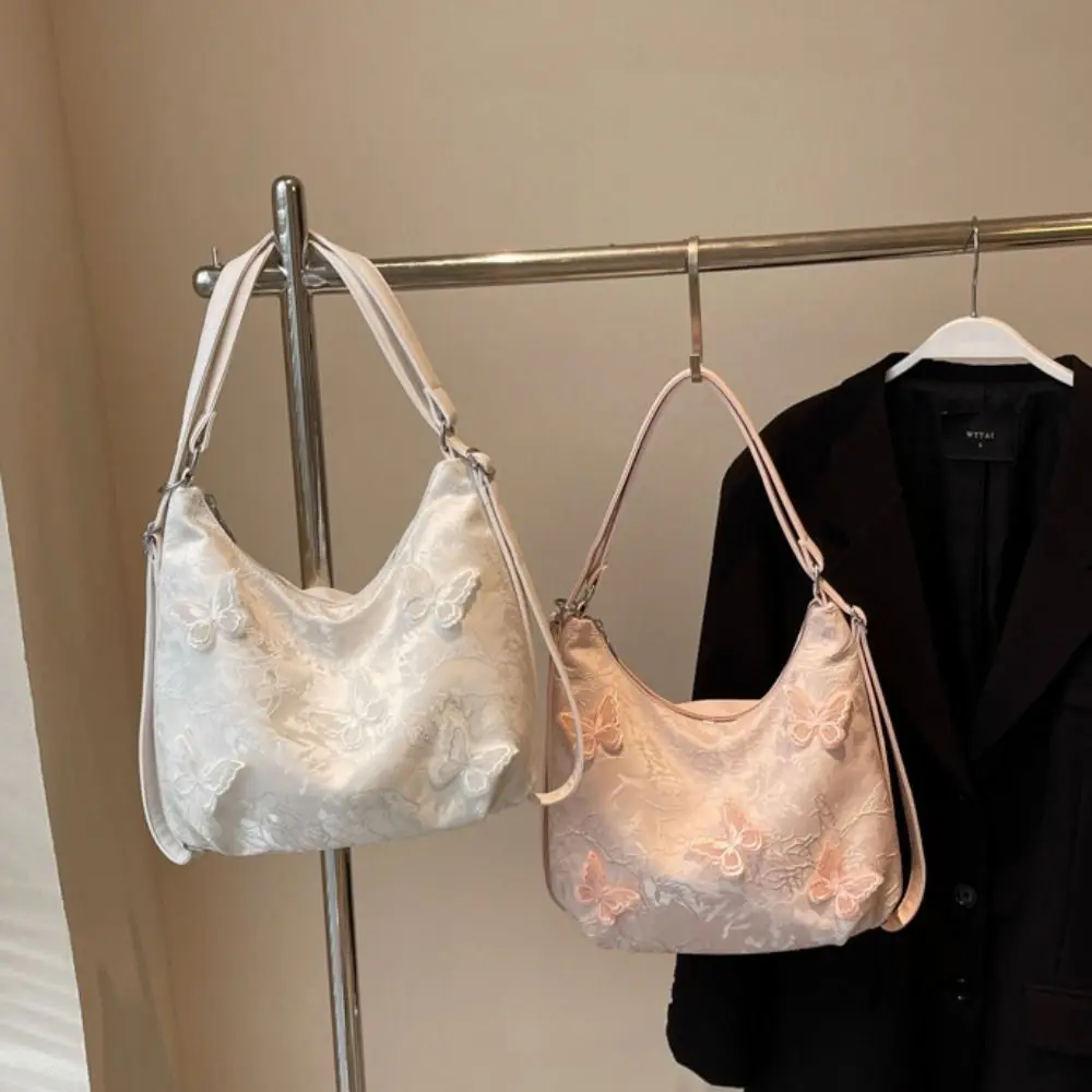 

Portable Butterfly Chinese Style Handbag Exquisite Elegant Embroidery Shoulder Bag Tote Bag Canvas Hanfu Backpack Party