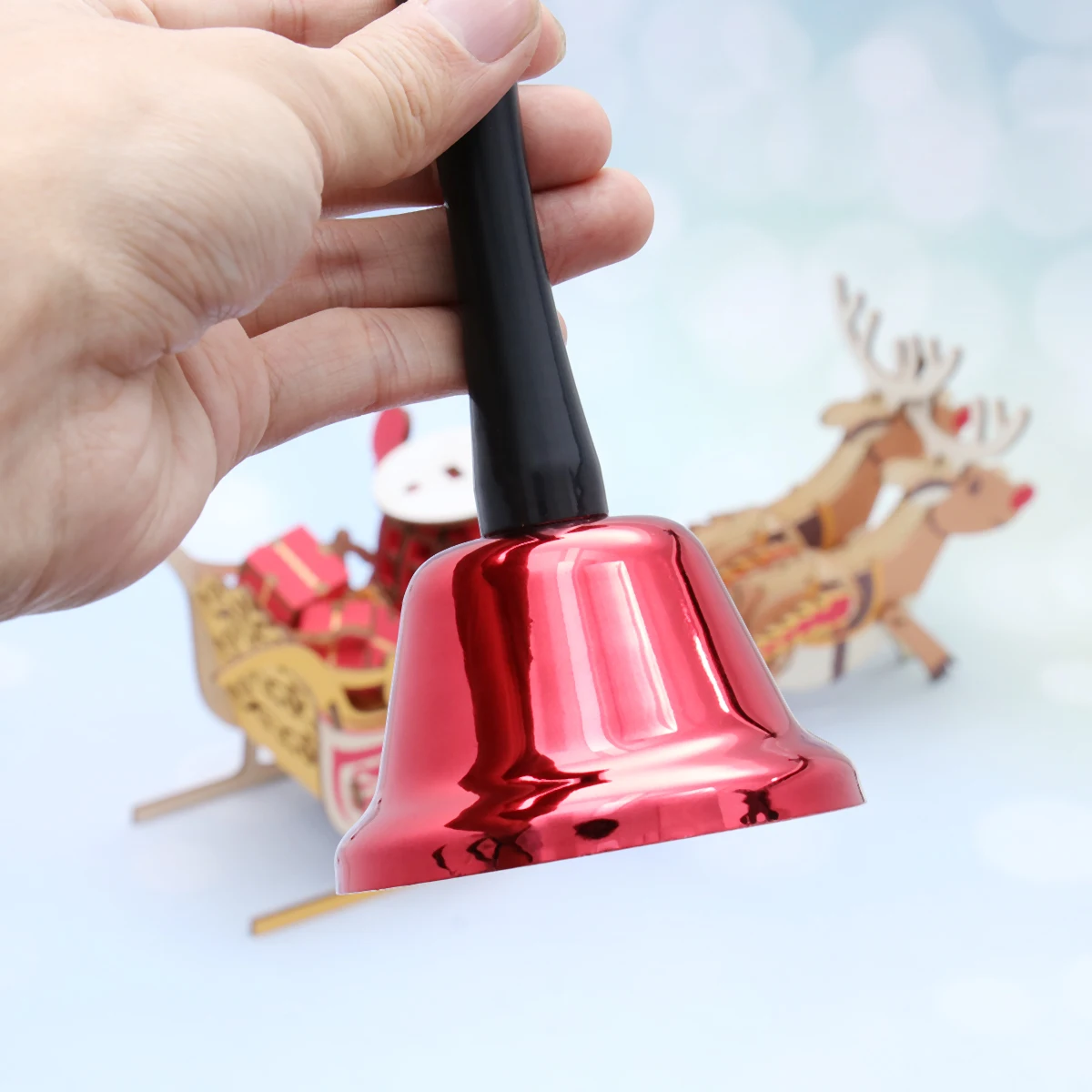 1 Stück Handglocke aus Metall, grün, tragbar, langlebig, Musikinstrument für Kinder, ergonomisch, leicht, für Festivals, Partys, Geschenk