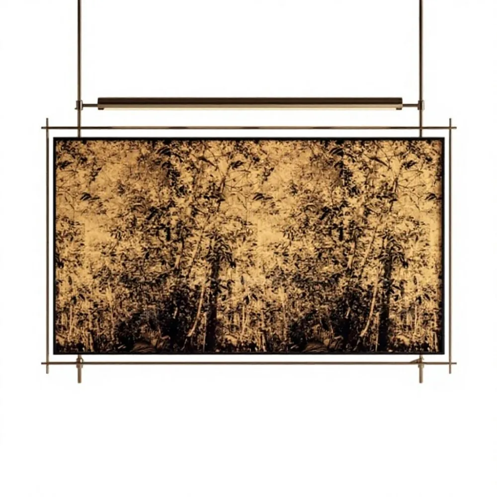 New Chinese abstract art decorative painting canvas bracket rectangular ambient light hanging living room wall decoration