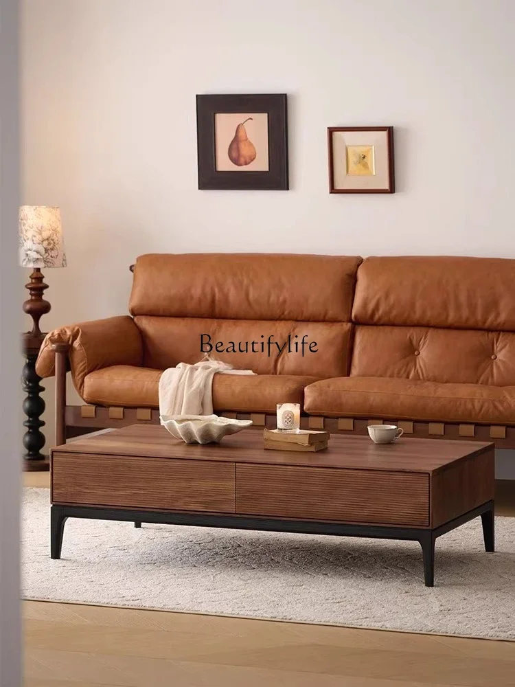 

yj7 Black Walnut Modern Minimalist Solid Wood Floor Tea Table Black Minimalist Storage Cabinet