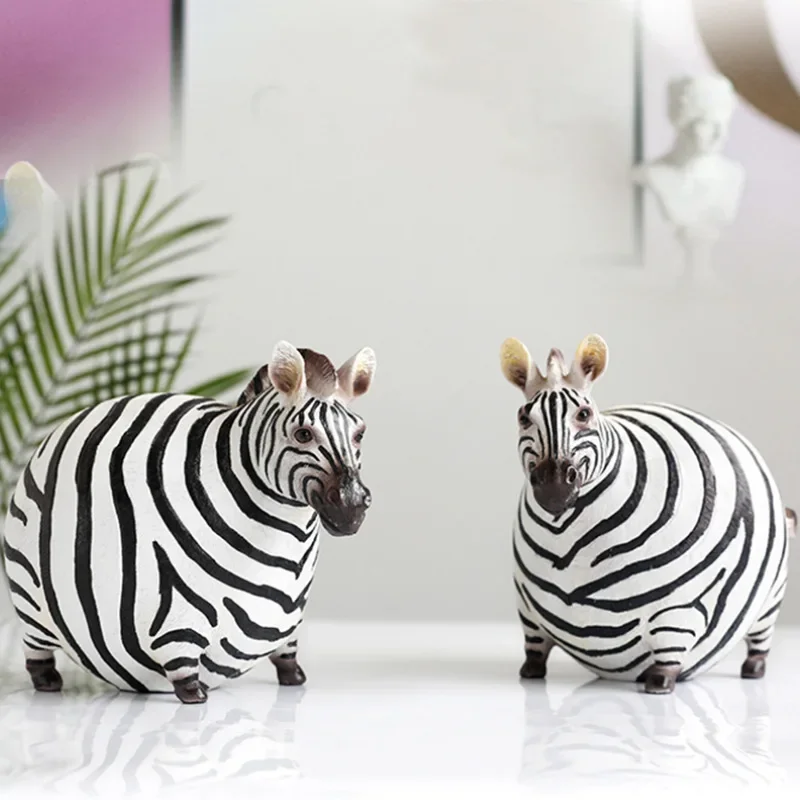 

Nordic Creative Resin Cute Fat Zebra Figurine Animal Figurine Sculpture Study Ornaments Desktop Crafts Art Decoration Statue