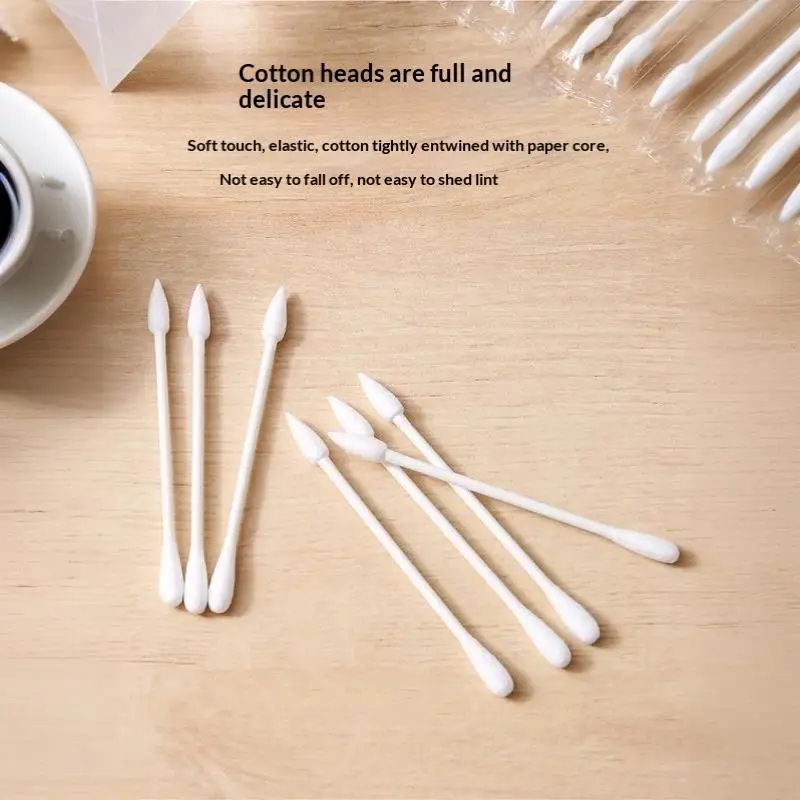 Disposable Cotton Swabs 100/200Pcs Individual Wrapped Portable Hygienic for Eyelash Clean Outdoor Camping Supply