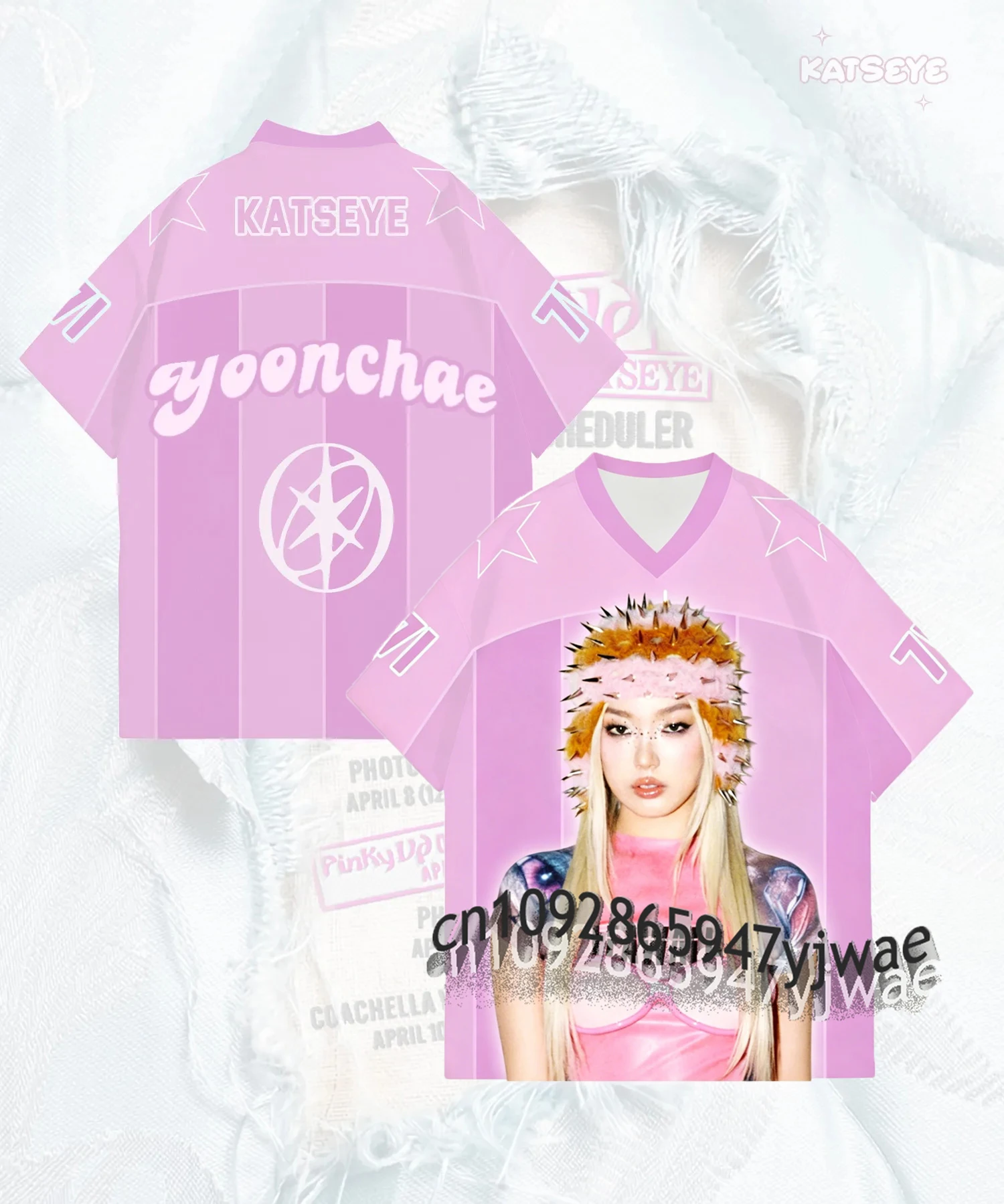 Daniela Yoonchae Sophia Member Graphic football Jersey Katseye V-neck Streetwear Y2k Top Fans Tee Summer Men's Women's T-shirts