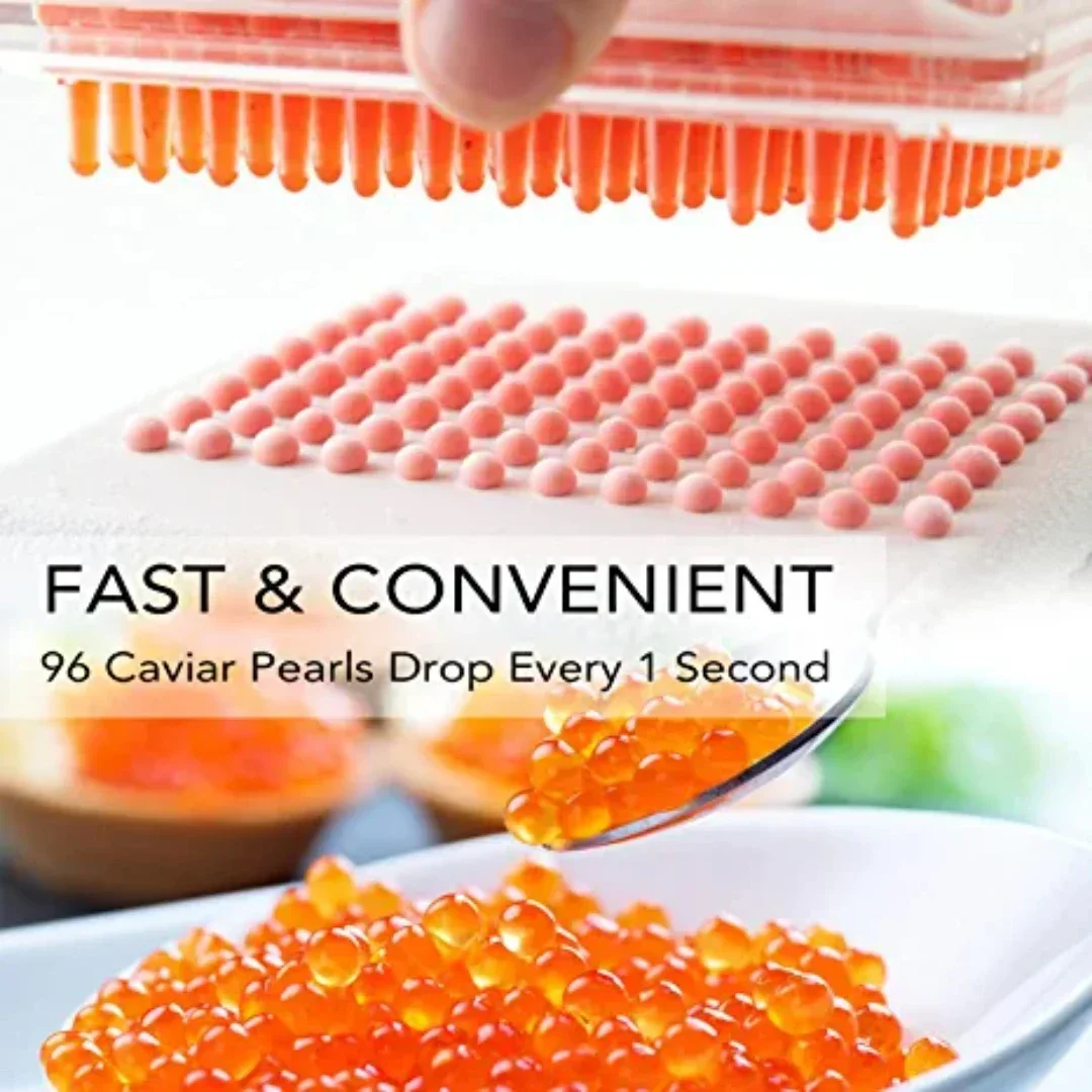 Caviar Making Box 96 Hole Caviar Dispenser Filter Tool with Spoon Syringe Family Dining Molecular Kitchen Tool Gourmet Bag 부엌 미식