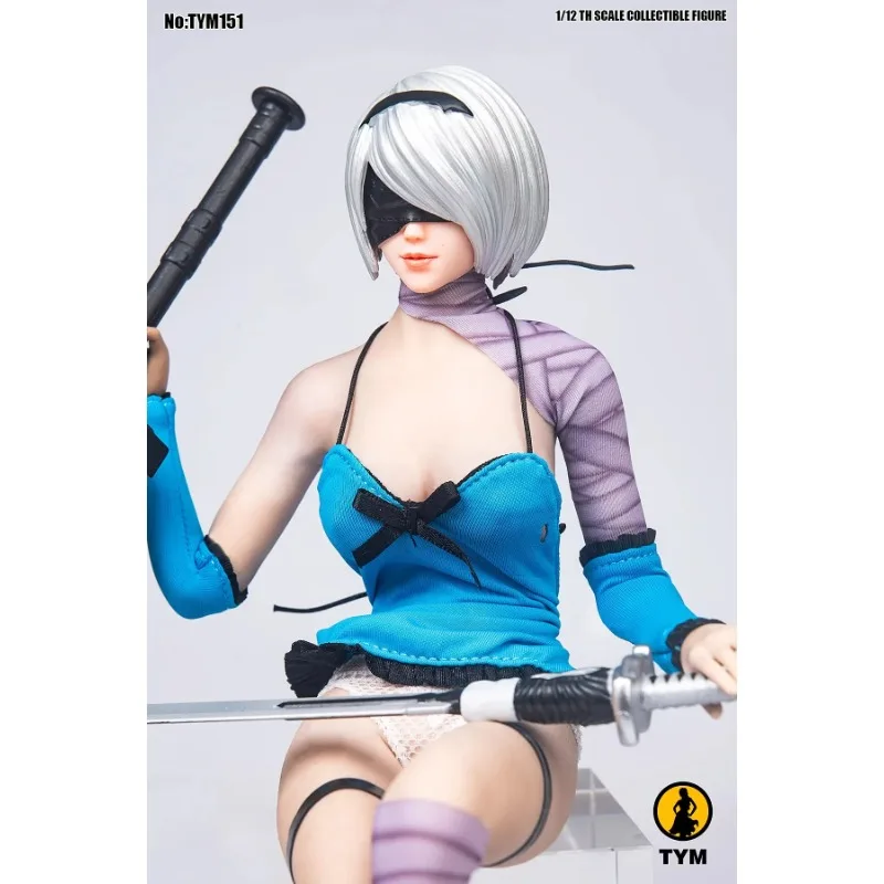 

1/12 2B голова сестры лепка женщина-солдат несъемная повязка на глаз голова резьба модель для 6 "фигурка куклы