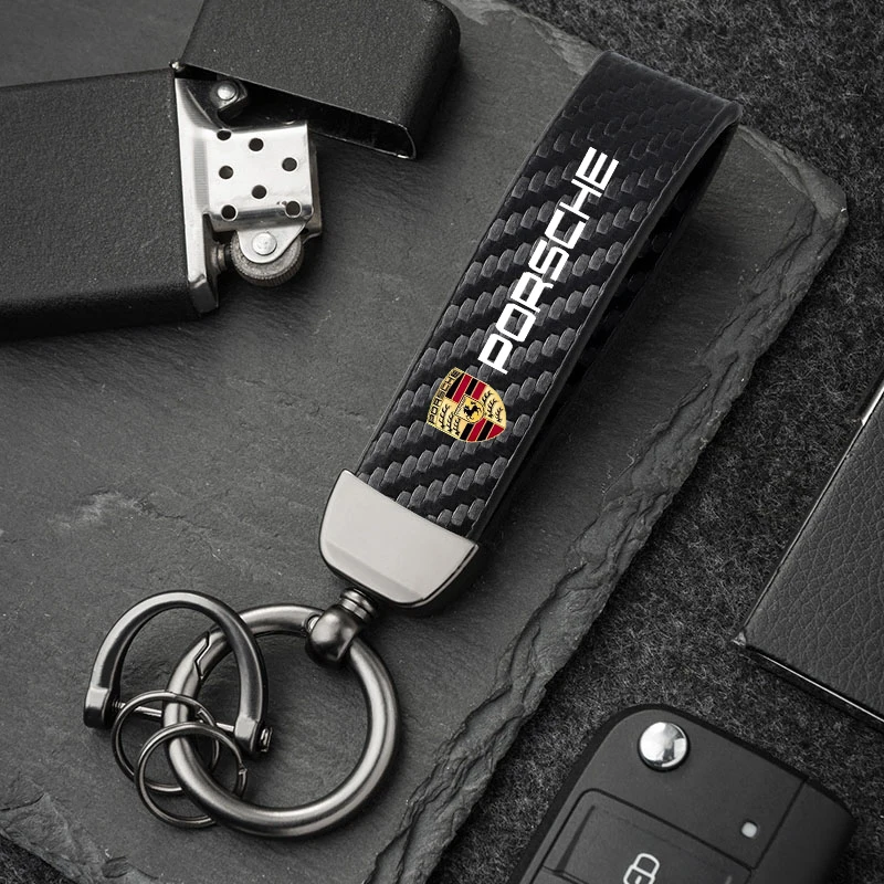 Porte-clés en cuir avec logo de voiture, accessoires intérieurs automatiques pour Porsche Panamera, broderie enne 911, 718, GT3, Macan, Taycan, Boxster 918