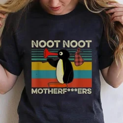 2024 Hot sale Pingu Noot Noot Motherfu*kers Vintage Women Short Sleeve T Shirt Cotton Tee