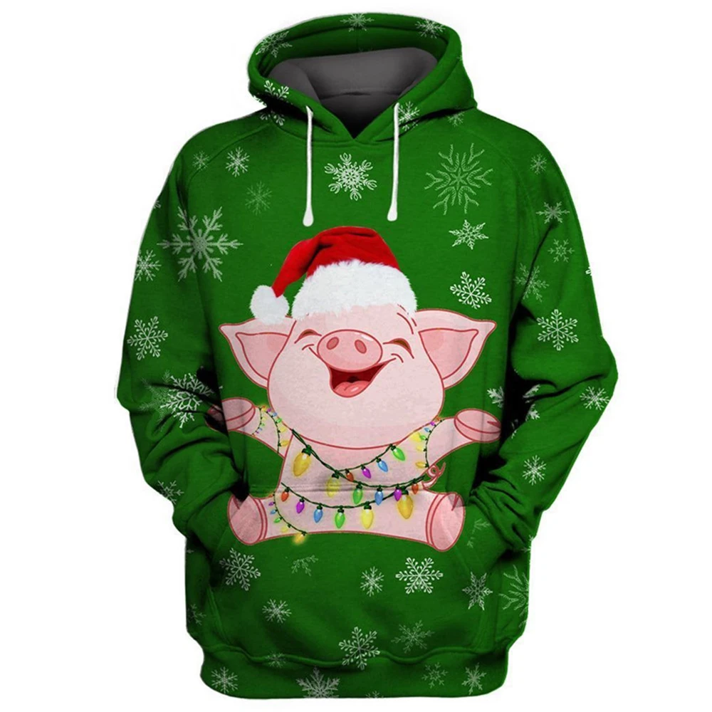 

HX Funny Piggy Christmas Hoodies Fashion 3D Printed T-shirts Sweatshirts Casual Sportwear Men Clothing Xmas Gifts Dropshipping