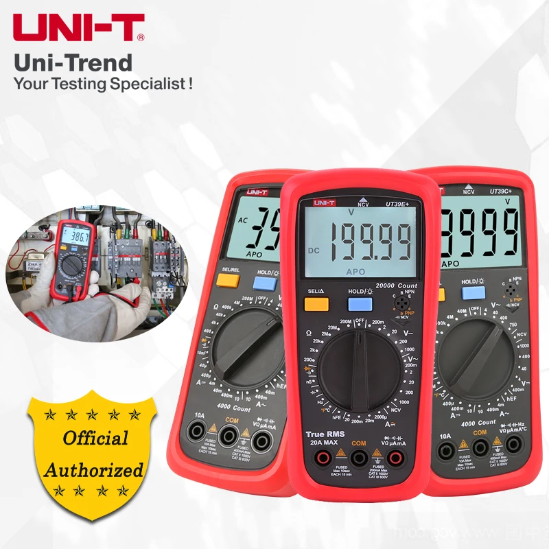 UNI-T UT39+ Series Portable Manual Range Digital Multimeter UT39A+/UT39C+/UT39E+;Anti-High Voltage Misdetection Protection