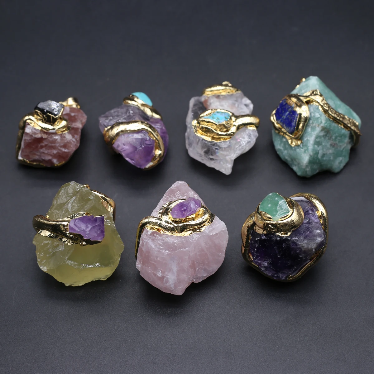 4PCS Natural Stone Pendant Irregular Rough Quartz Crystal Energy Charms For Jewery Making Earrings Necklace DIY Accessories